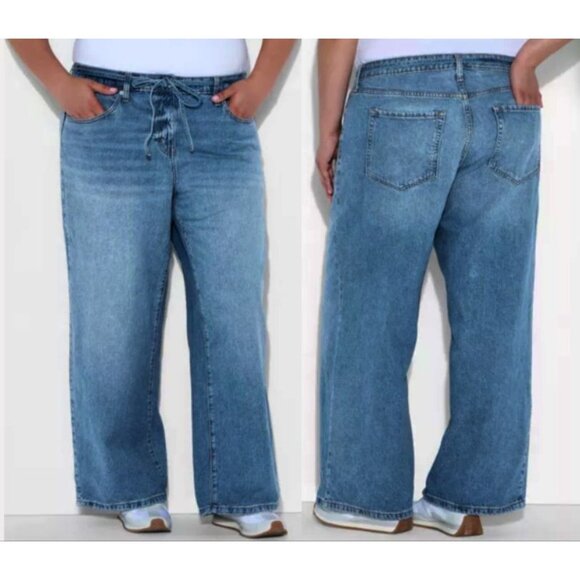 Wild Fable Women's Blue Light Wash Cotton Denim Low Rise Baggy Jean Size 17 - Picture 2 of 16